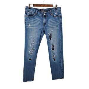 KUT From The Kloth Womens Distressed Destroyed Jeans Sz 10 Medium Wash Mid Rise